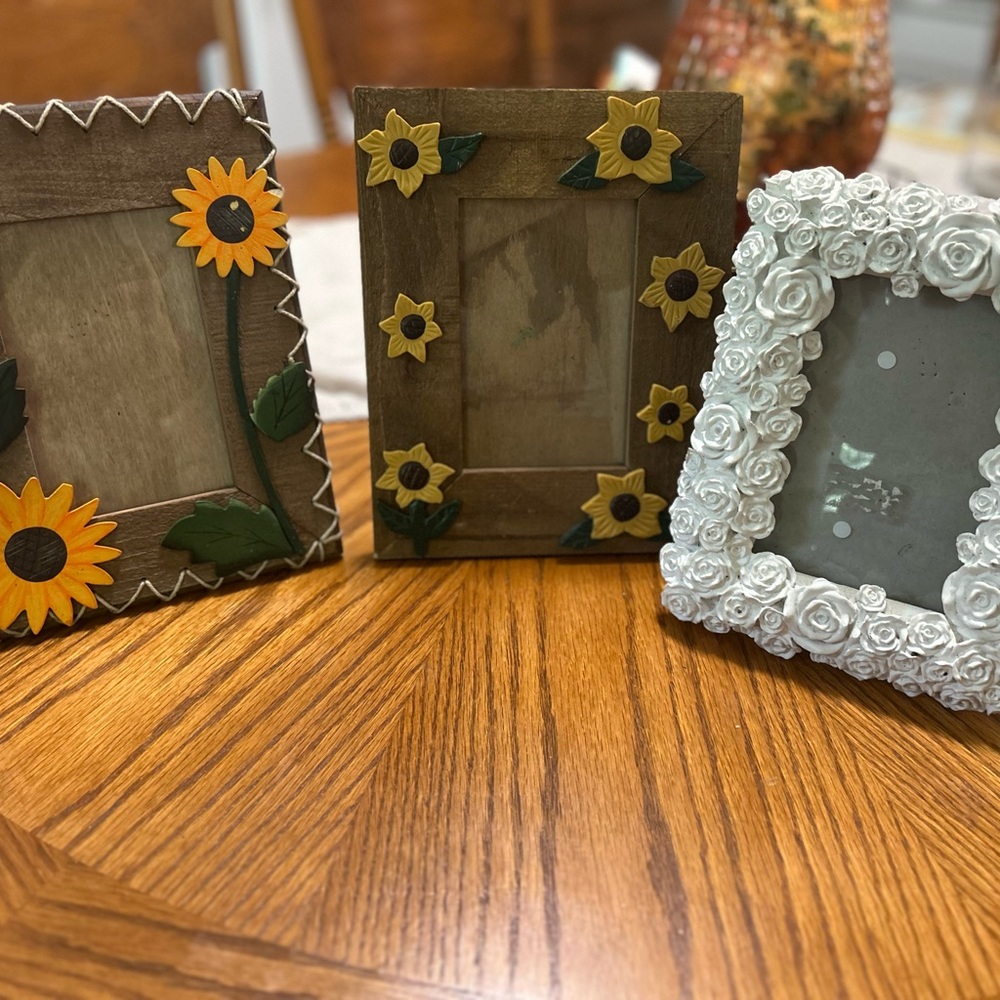 Boho cottage core Sunflower and Floral Picture Frame Set